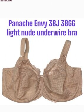 38GG 38J Panache Houndstooth Lace Underwire Bra No padding Semi-Sheer Check Copy